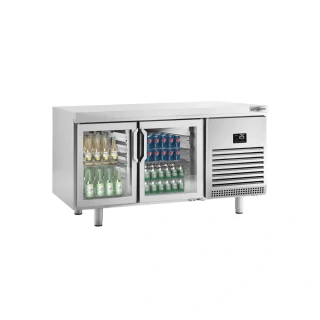 Pekárenský chladicí stůl PREMIUM PLUS - 1618x800x850 mm - 400 l - Dvojité zasklení - s 4 skleněnými dveřmi