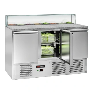 Chladicí saladeta ECO - 1368 mm - 3 dveře - se skleněným nástavcem pro 8x GN 1/6