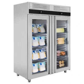 Kombinovaná chladicí a mrazicí skříň PREMIUM - GN 2/1 - 1 400 l - až +8 °C - s 2 dveře - Digitální termostat; Ventilované chlazení; Automatické…