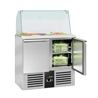 Chladicí saladeta PREMIUM - 900 mm - 2 dveře - se skleněným nástavcem pro 2x GN 1/1 & 3x GN 1/6