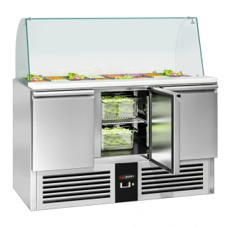 Chladicí saladeta PREMIUM - 1368 mm - 3 dveře - se skleněným nástavcem pro 4x GN 1/1