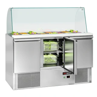 Chladicí saladeta ECO - 1368 mm - 3 dveře - se skleněným nástavcem pro 4x GN 1/1