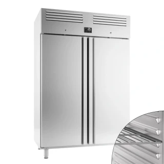 Nerezová chladicí skříň PREMIUM PLUS - GN 2/1 - 1 385 mm - 1 240 l - až +8 °C - s 2 dveře - Digitální termostat; Uzamykatelné dveře; Samozavírací…