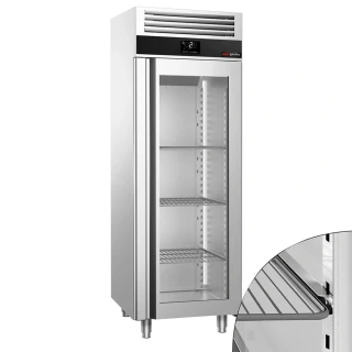 Nerezová skladovací lednice PREMIUM - 700 L - s 1 prosklenými dveřmi