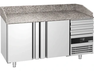 Chladicí stůl na pizzu PREMIUM - 1600x800 mm - se 2 dveřmi a 3 zásuvkami