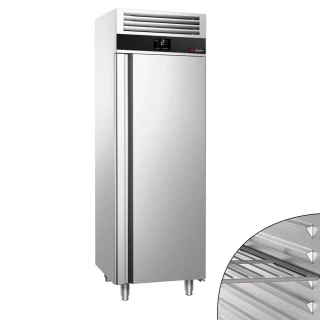 Nerezová chladicí skříň PREMIUM - GN 2/1 - 700 mm - 700 l - až +8 °C - s 1 dveře - Samozavírací dveře; Ventilované chlazení; Automatické odmrazování;…