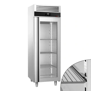 Nerezová mrazicí skříň PREMIUM - GN 2/1 - 700 L - s 1 prosklenými dveřmi
