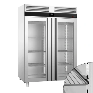 Nerezová mrazicí skříň PREMIUM - GN 2/1 - 1400 L - Se 2 prosklenými dverami