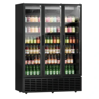 Lednice na nápoje - 1 500 l - s 3 skleněné křídlové dveře - 1 500 mm