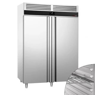 Nerezová skladovací lednice PREMIUM - 1400 L - s 2 prosklenými dveřmi