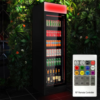 Lednice na nápoje - 595 mm - 345 l - digitální teploměr - s 1 skleněné dveře & RGB LED osvětlením - černá