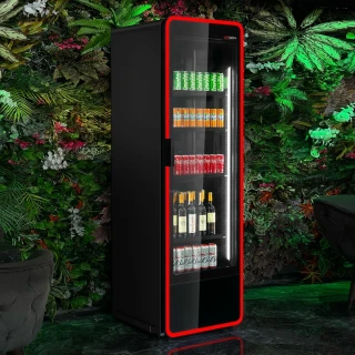 Lednice na nápoje - 670 mm - 550 l - digitální teploměr & RGB LED osvětlením - černá