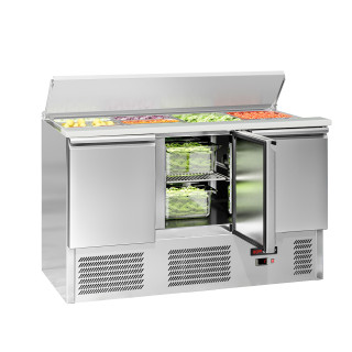 Saladeta ECO - 1368 mm - 3 dveře - s nerezovým krytem pro 4x GN 1/1 - černá přední strana