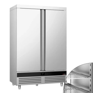 Nerezová chladicí skříň PREMIUM - GN 2/1 - 1 400 mm - 1400 l - až +8 °C - s 2 dveře