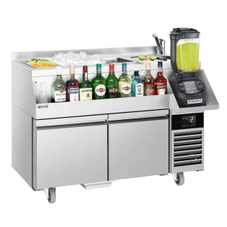 Koktejlová barová stanice s chlazením - 1200 mm - 150 L - 2 zásuvky a 230 V zásuvka