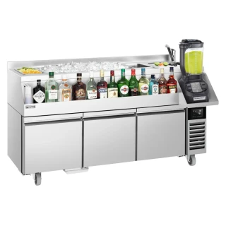 Koktejlová barová stanice s chlazením - 1600 mm - 235 L - 3 zásuvky & 230 V zásuvka