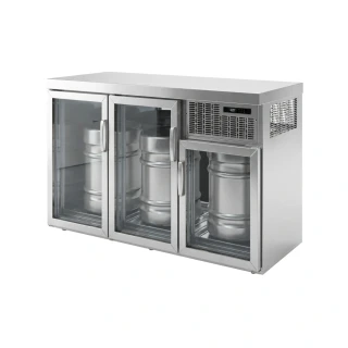 Chladič na sudy - 3x50 L sudy - 1600x600 mm - Se 3 skleněnými dveřmi